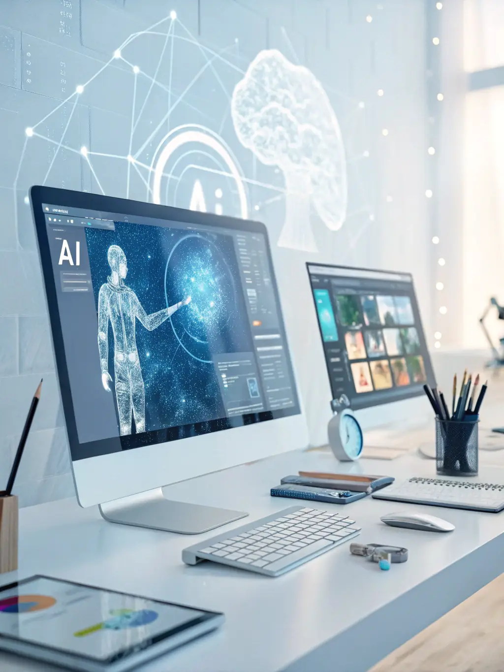 A dynamic visual of a modern workspace, illustrating Yeti Trading Group's technology solutions and AI-driven digital services in action.